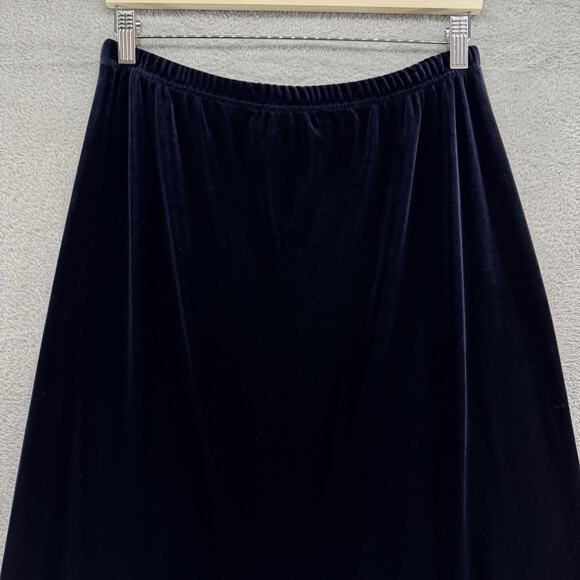 VTG Talbots Skirt Womens M Purple Black Velvet Pullon Elastic Waist Maxi Length - Picture 4 of 11